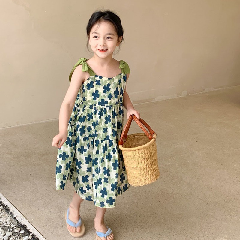 Đầm Tutu Không Tay Họa Tiết Hoa Dễ Thương Dành Cho Bé Gái