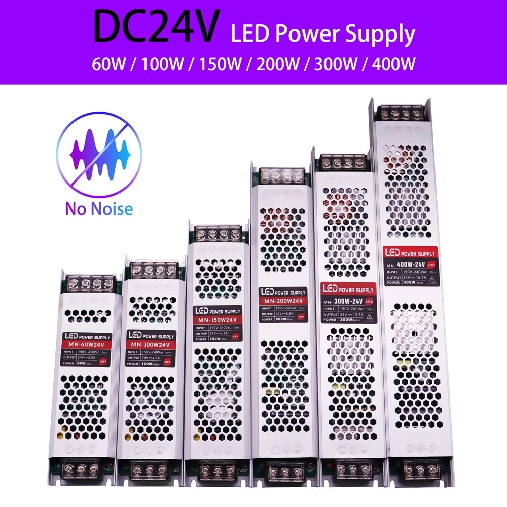 Bộ Biến Áp Nguồn DC12V/24V 60W 100W 150W 200W 300W AC190-240V Cho Đèn Led Dây