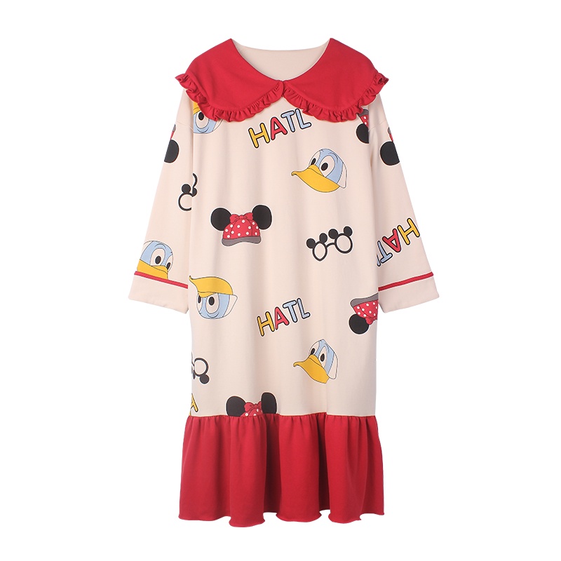 {Nightgown} Đầm Ngủ Cotton Nguyên Chất Tay Dài Dáng Rộng Thời Trang Xuân Thu Ngọt Ngào Cho Nữ | BigBuy360 - bigbuy360.vn