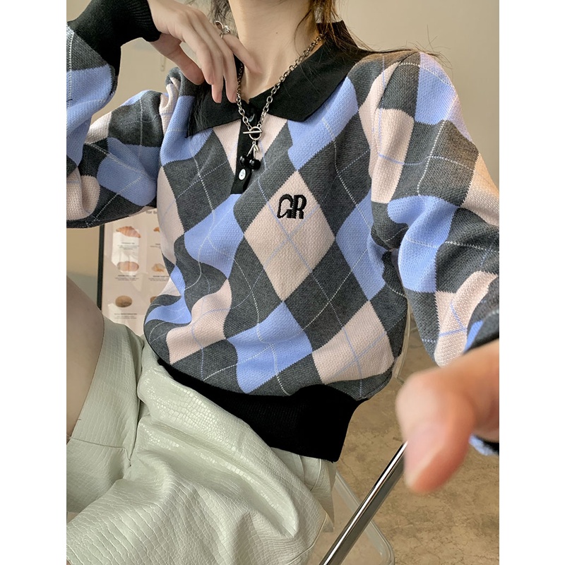 QKOOLE Áo nữ  tay dài cổ bẻ thời trang Hàn Quốc xinh xắn