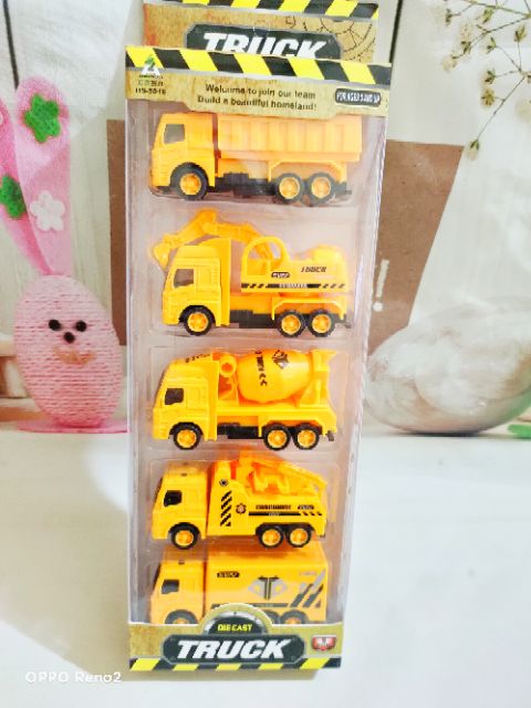 BỘ ĐÒI CHƠI 5 XE Ô TÔ, MÁY CẨU, MÁY TRỘN LOẠI ĐẸP