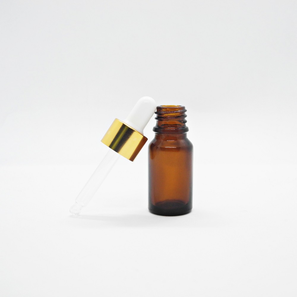 Chai lọ đựng sẻum5ml , tinh dầu thân nâu nắp bóp nhỏ giọt khoen vàng