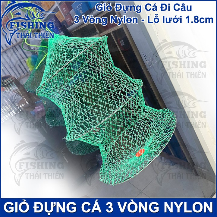 Giỏ Rọng Đựng Cá 3 Vòng Cáp Lưới Cước Nylon Độ Rộng 2cm Siêu Bền