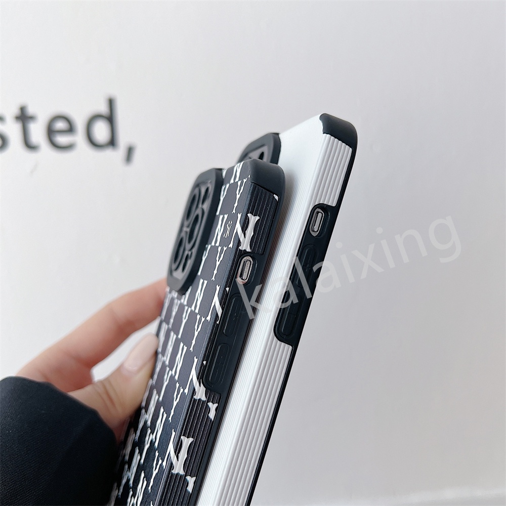 Ốp điện thoại kẻ sọc trắng đen đơn giản thích hợp cho iphone 13 pro max 7 8 plus xr x xs max