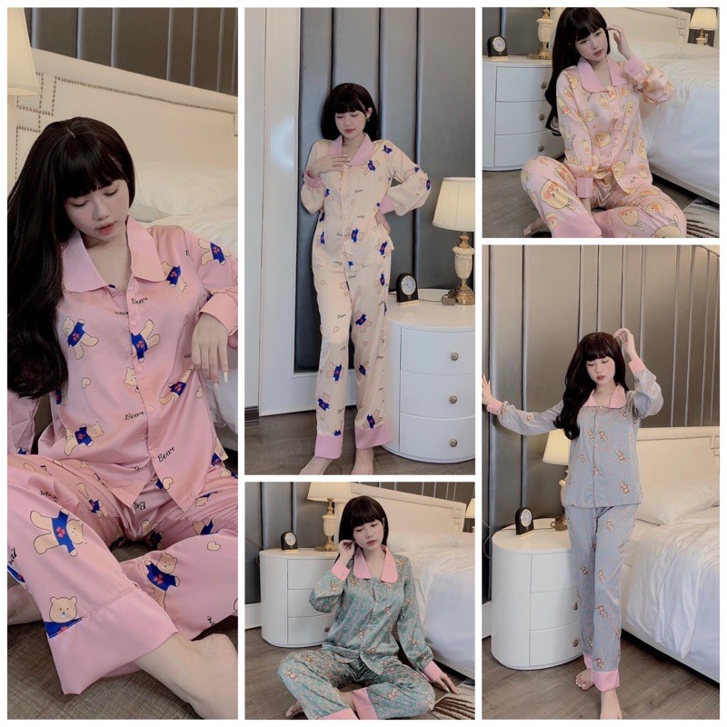 ĐỒ BỘ MẶC NHÀ, PIJAMA, BỘ ĐỒ CỔ SEN TAY PHỒNG LỤA LATIN MỀM MỊN