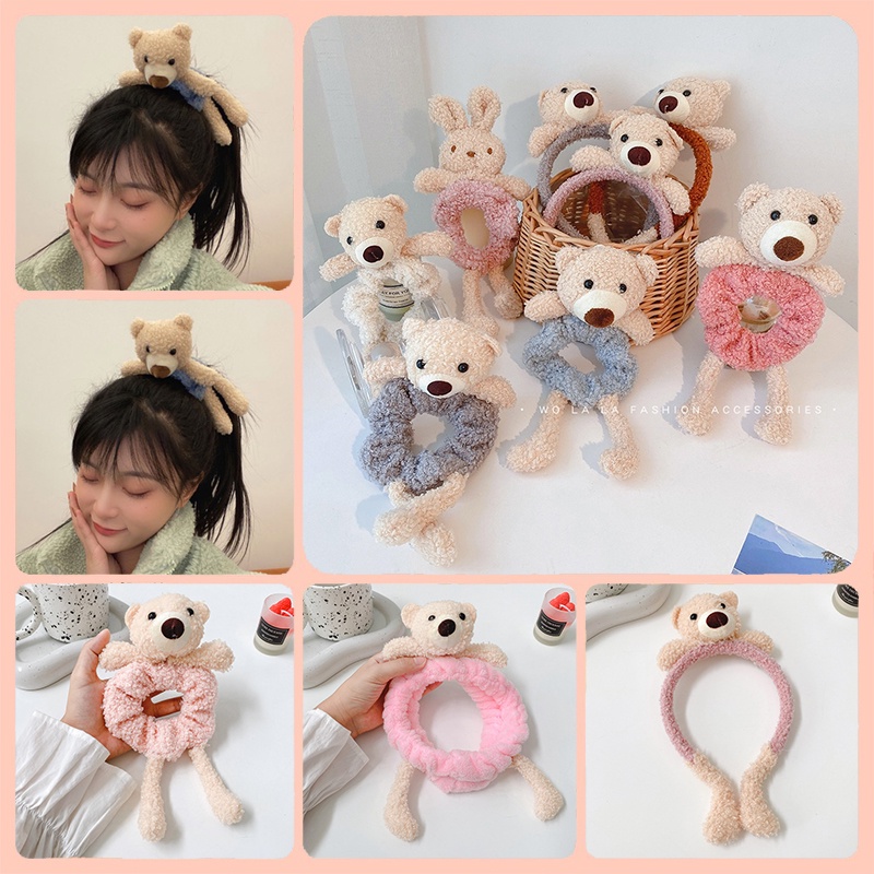 Dây cột tóc hình chú gấu dễ thương phong cách Hàn Quốc