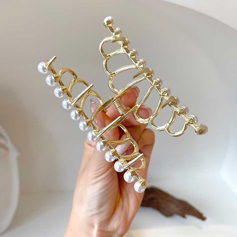 Kẹp Tóc Kim Loại Hình Hoa Đính Ngọc Trai Phong Cách vintage Hàn Quốc Cho Nữ