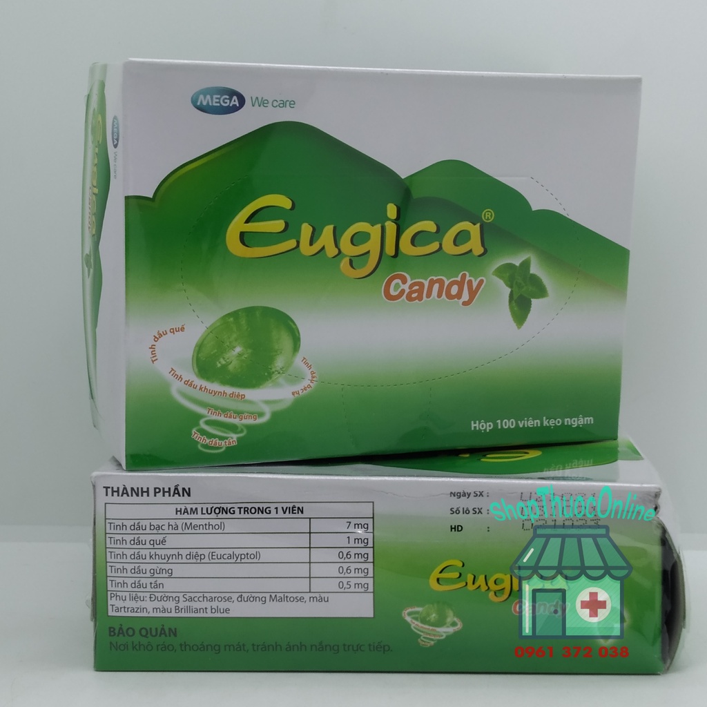 Kẹo ngậm ho Eugica thảo dược hộp 100 viên