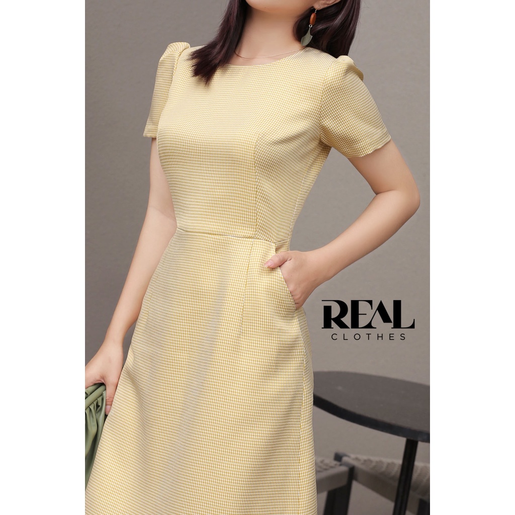 Đầm katie zigzag vàng_REAL