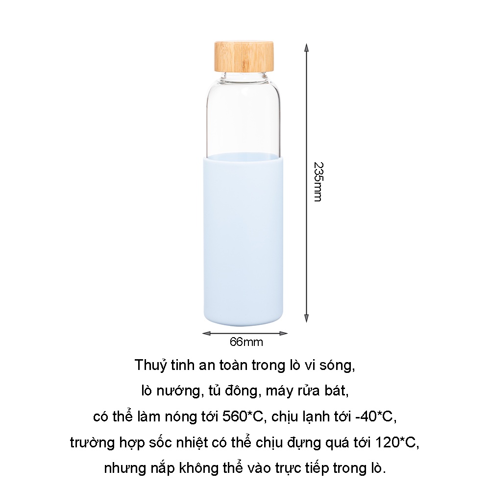 Bình nước thủy tinh Nikko Inochi bọc silicon