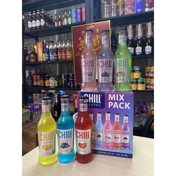 Combo Mix 6 Chai Nước Trái cây Lên Men Chill Cocktail 4% 275ml