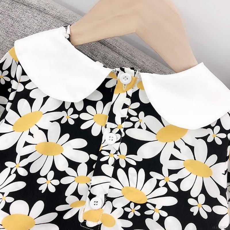 Đầm Hoa Ngắn Tay Thời Trang Cho Bé Gái 1-6 Tuổi