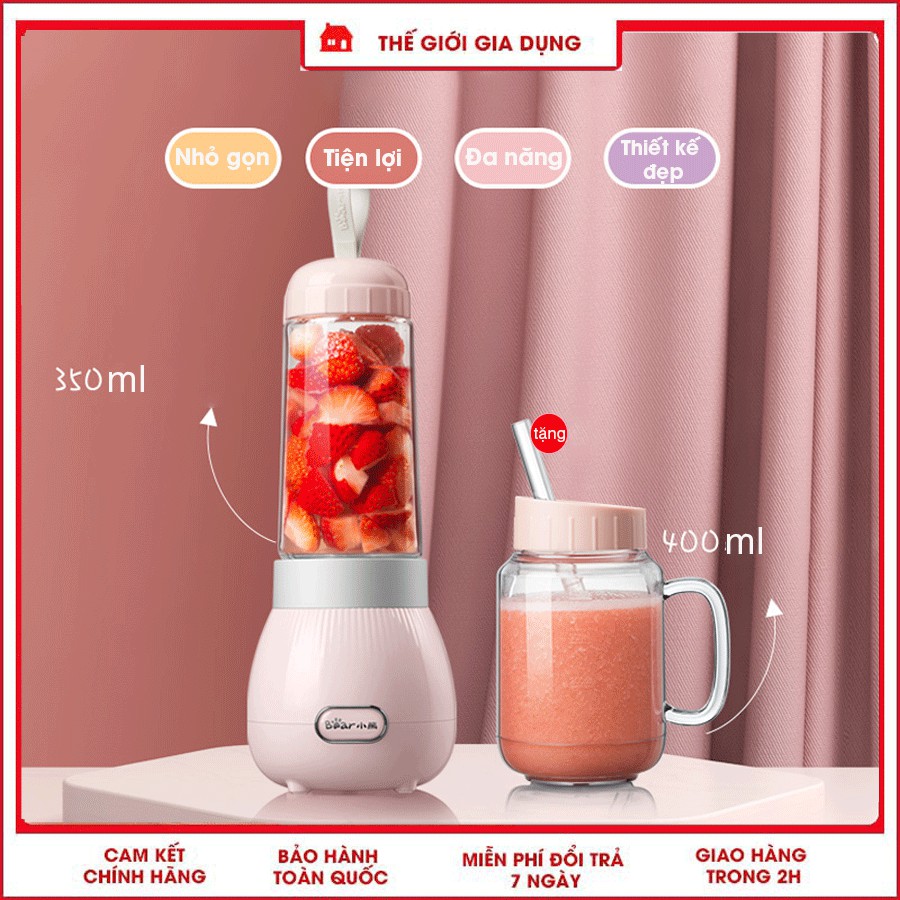 Máy xay sinh tố mini cầm tay Bear LLJ-C04W1 công suất 150W, hàng chính hãng bảo hành 1 năm