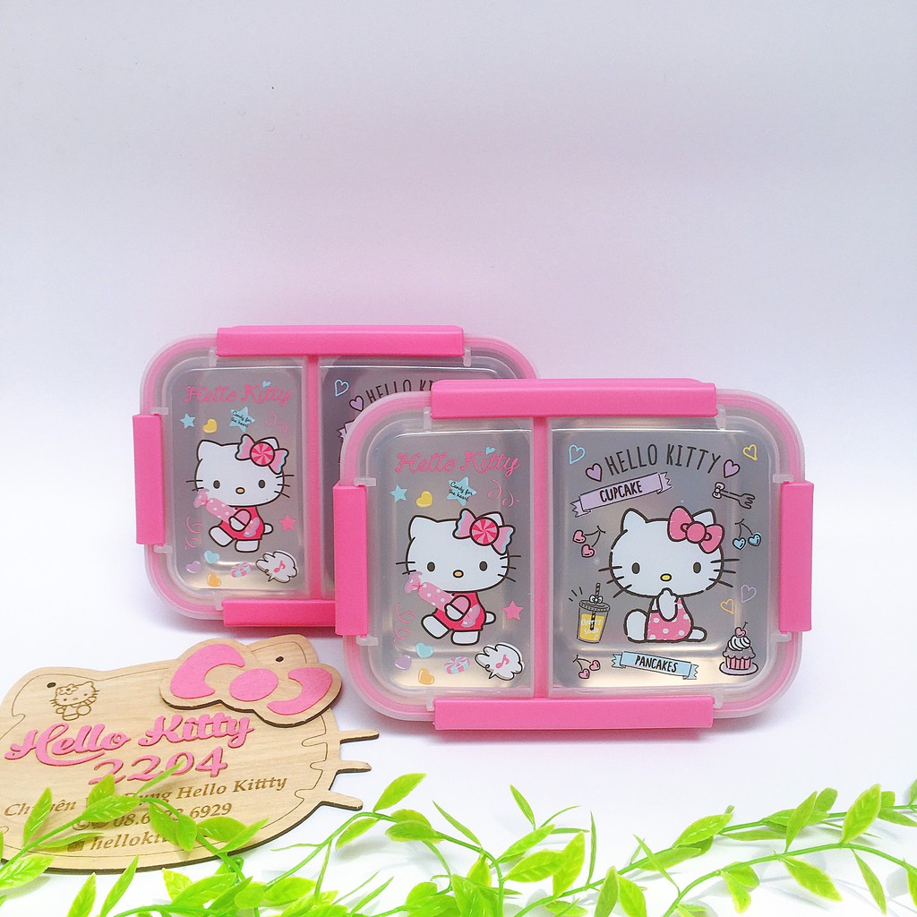 Hộp đựng thức ăn 2 ngăn giữ nhiệt Hello Kitty