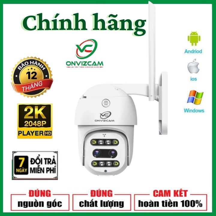 CAMERA wifi PTZ ONVIZCAM kk66 ZOOM 10X - Độ phân giải 2K, xoay 360 chống nước APP CARECAM 3.0 MPx bảo hành 12 tháng.