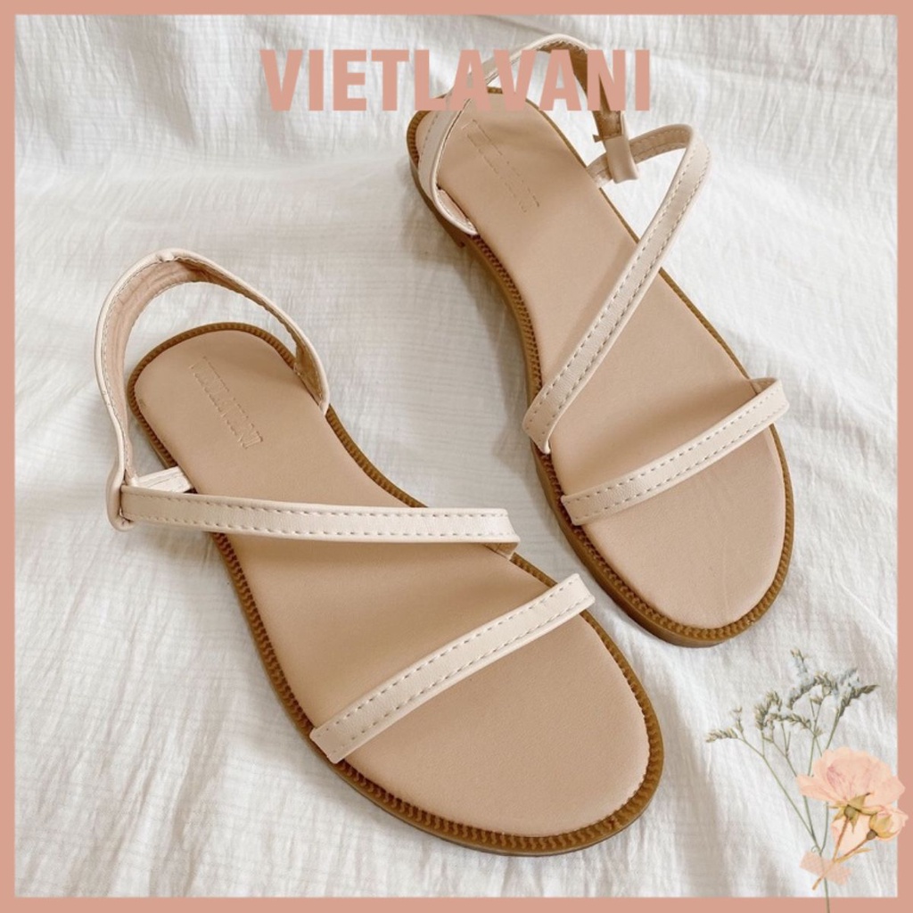 Giày sandal đế phẳng mũi tròn thiết kế quai đan  thoải mái thời trang cho nữ mã LNS37