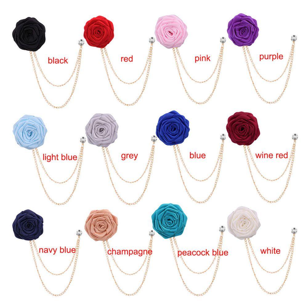 Ghim Cài Áo Hình Hoa Hồng Phối Dây Xích Thời Trang Cho Nam