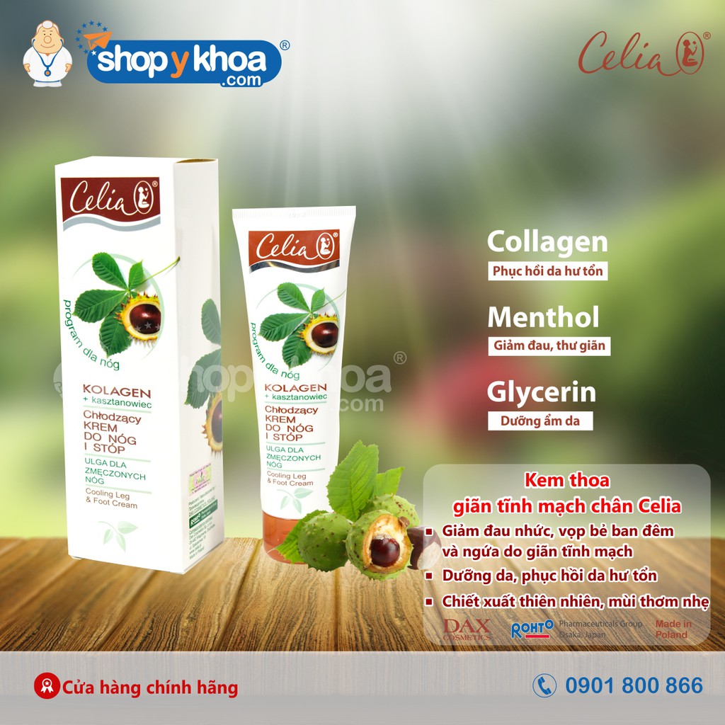 Kem Thoa Suy Giãn Tĩnh Mạch Chân CELIA. Made In Poland. Dung Tích 100ml