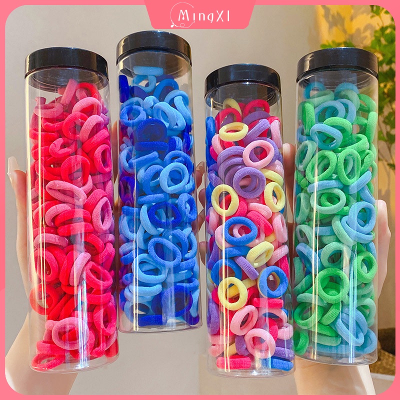 Bộ 24/100 Dây Buộc Tóc Nhiều Màu Sắc Dễ Thương Cho Bé Gái