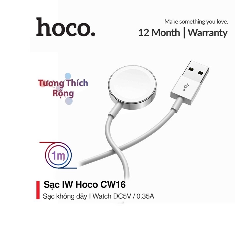 Đế sạc không dây-Dây Sạc Apple Watch HOCO-CW16 Cáp Sạc Đồng Hồ Thông Minh Các Dòng Series 1/2/3/4/5 38mm,40mm,44mm