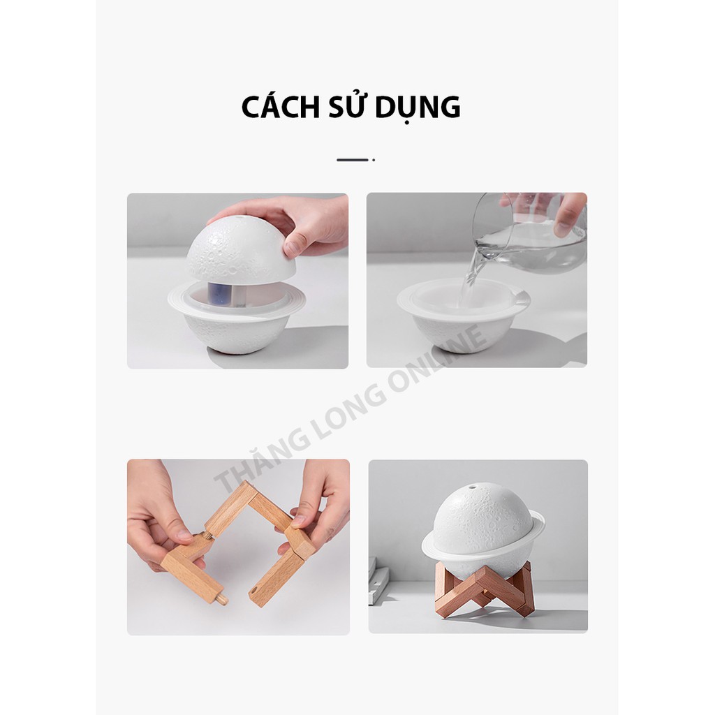 Máy Phun Sương - Máy Khuếch Tán Tinh Dầu Tạo Độ Ẩm Kiêm Đèn Ngủ Hình Quả Địa Cầu Dung Tích 880Ml