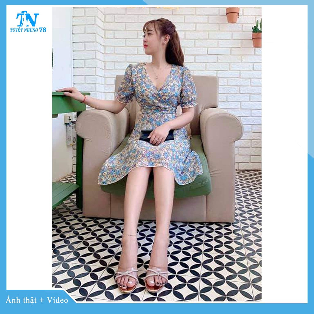 Đầm hoa nhí 💙HÀNG LOẠI 1💙 Đầm hoa nhí cổ V chất voan lụa mềm mại