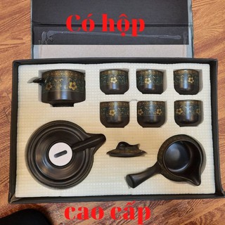 Bộ ấm chén trà đạo tử sa gốm sứ đẹp cối xay cao cấp
