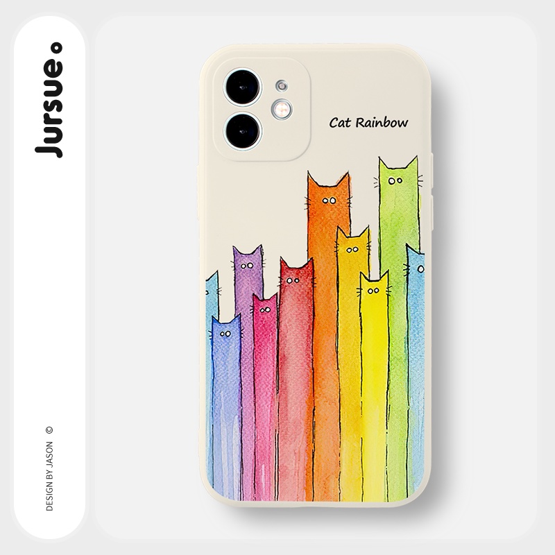 Ốp lưng JURSUE mềm viền vuông hoạt hình dễ thương đẹp Cho iPhone 14 13 12 11 Pro Max SE 2020 X XR XS 8 7 ip 6S 6 Plus Y2224