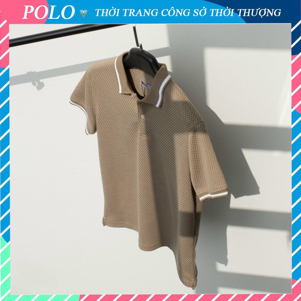 Áo Polo Nam Cổ Bẻ Vải Cotton Dệt Ô Cao Cấp, Áo  Nam Có Cổ Basic 3 Màu Hàng Xuất Khẩu Cao Cấp Thoáng Mát