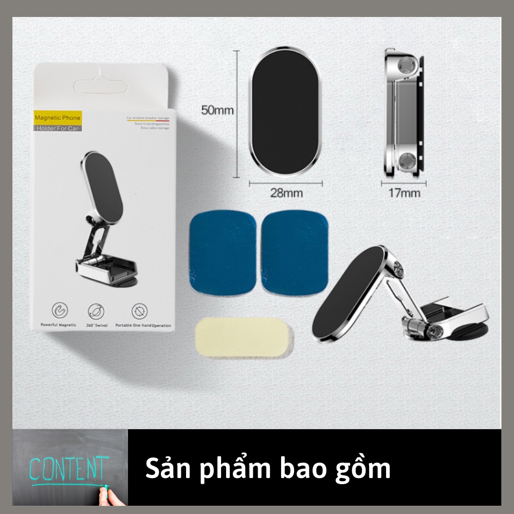 Giá đỡ điện thoại trên ô tô gắn taplo xoay 360 nâng hạ hút nam châm