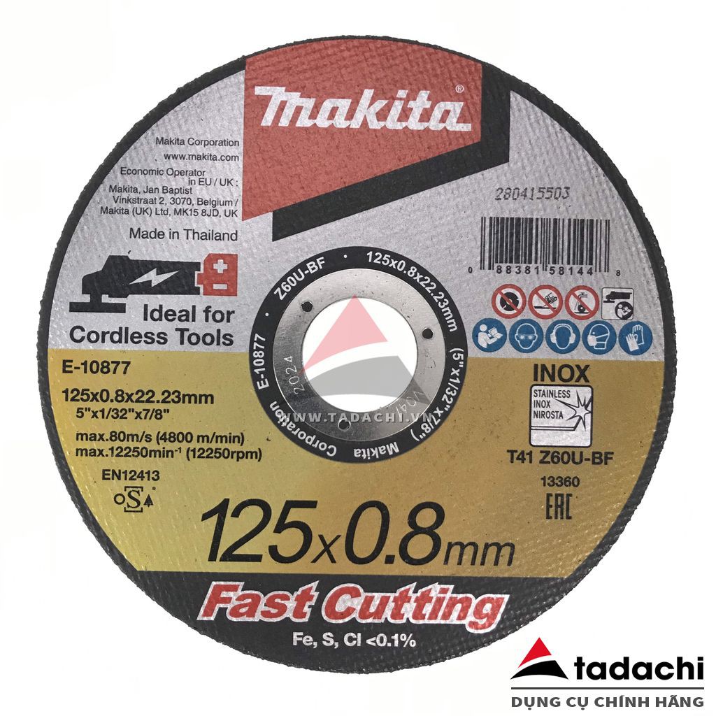 Đá cắt mỏng 100-125mm x 0.8mm Fast Cutting Makita (chọn phân loại) | Tadachi