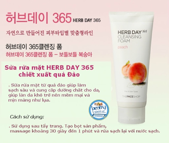 Sữa rửa mặt Herb Day 365 Cleansing Foam The Face Shop