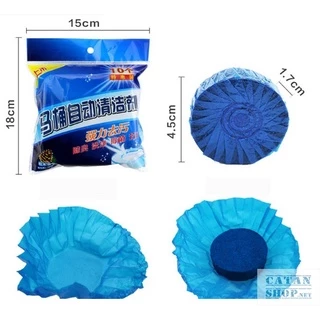 Viên tẩy bồn cầu toilet nhà vệ sinh bong bóng màu xanh khử mùi hôi diệt khuẩn chống ố vàng dạng nén GD404-TayBC