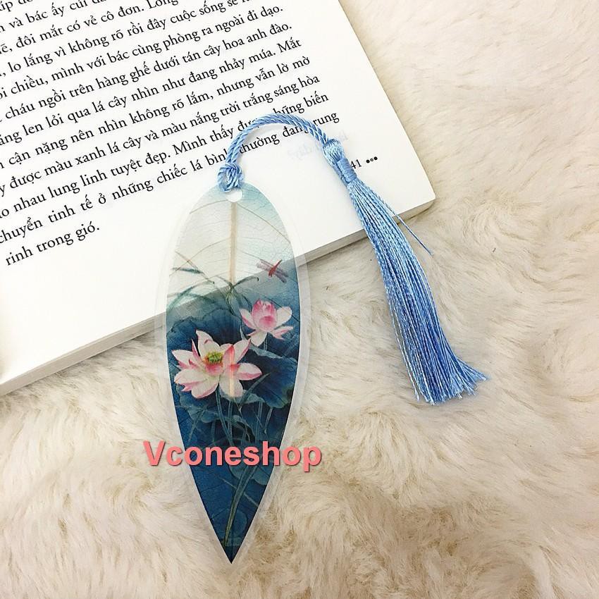 Bookmark gân lá cổ trang ép mỏng kẹp sách đánh dấu sách