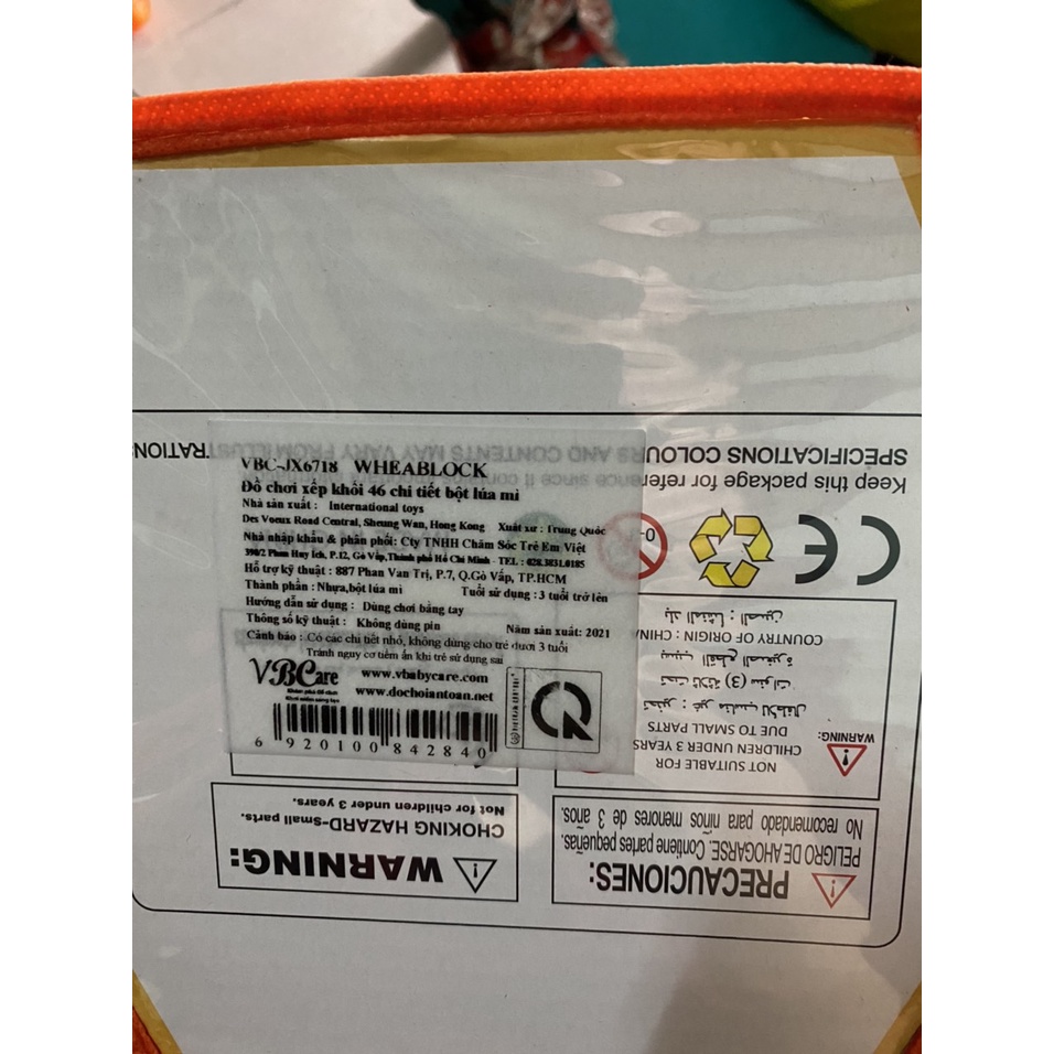 ĐỒ CHƠI XẾP KHỐI 46 CHI TIẾT BỘT LÚA MÌ QUÀ TẶNG SỮA ENFA