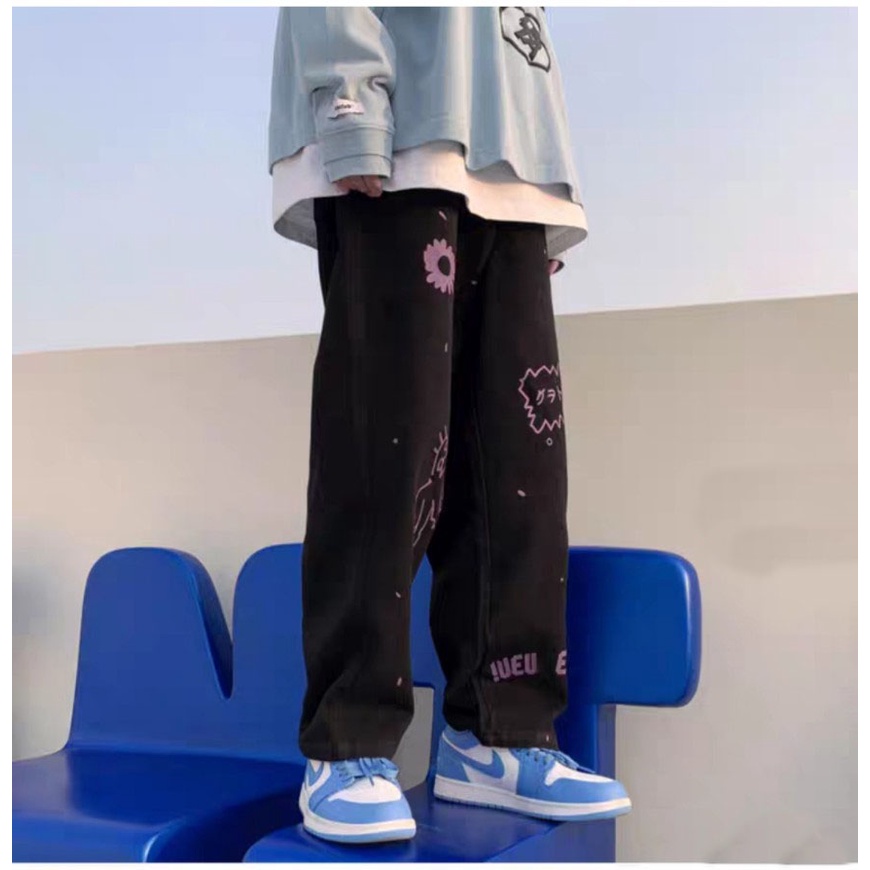 ❤️ GIÁ SỈ TẬN GÓC ❤️ Quần Ống Rộng Suông Họa Tiết Dễ Thương Lưng Thun Kèm Dây Rút Trendy Ullzang Unisex Nam Nữ