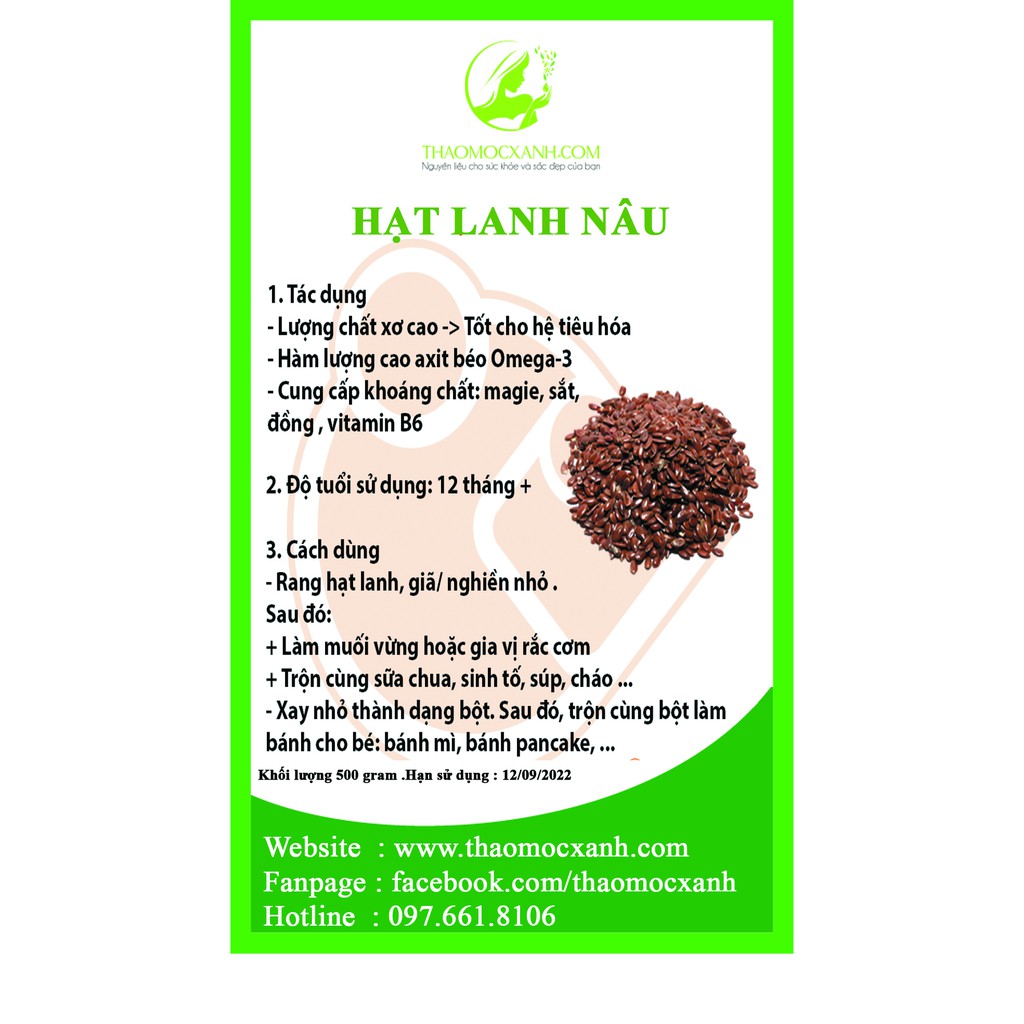 Hạt lanh nâu hữu cơ ăn liền hoặc ủ tóc Organic, 500Gr
