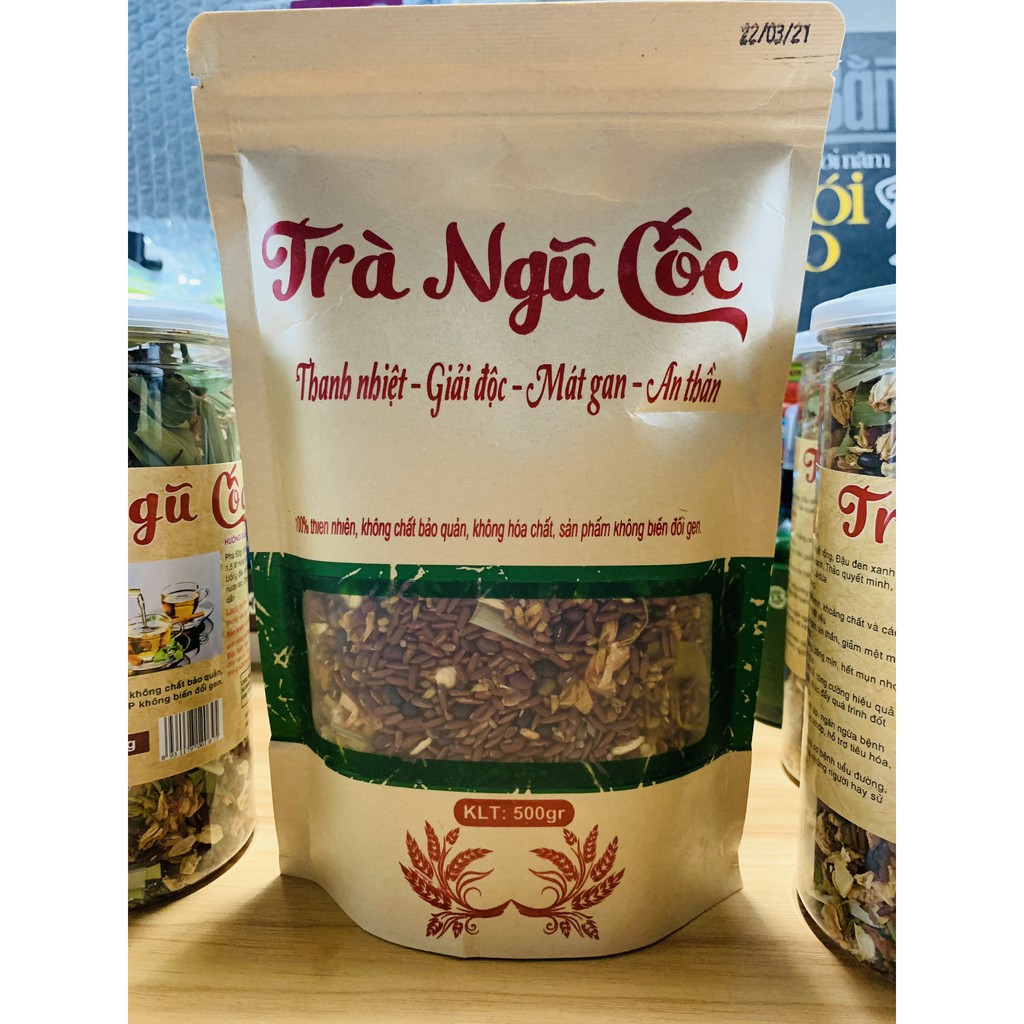 Trà Ngũ Cốc (Gói 500g) Trà, Hoa Nhài, Gạo Lứt Huyết Rồng