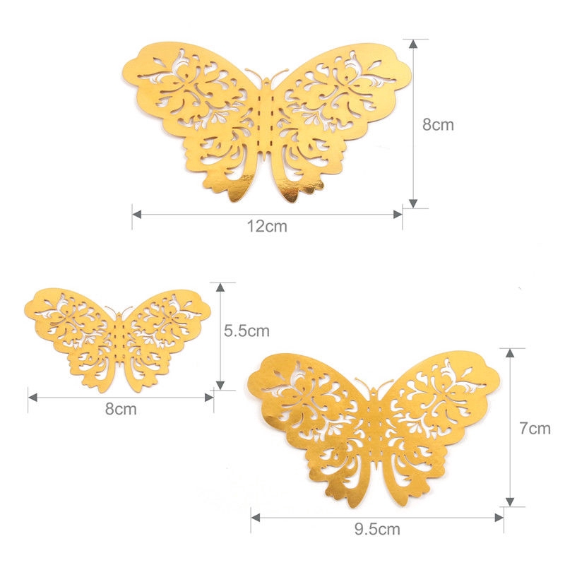12 Sticker dán tường họa tiết 3D hình con bướm dùng trang trí phòng cho trẻ nhỏ