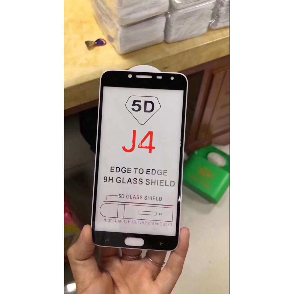 Miếng dán 5D Full keo cho Samsung Galaxy J4 - Đen