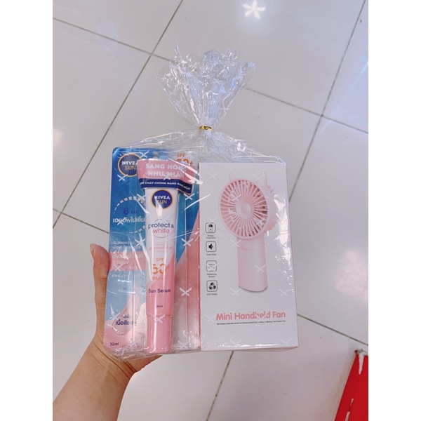 combo 3 kem chống nắng Nivea kèm 1 quạt cầm tay