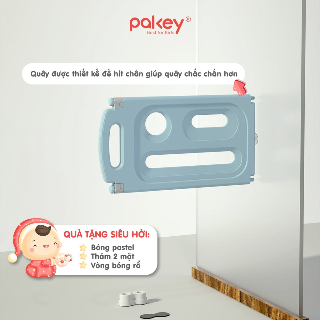 Quây Cũi Nhựa Gấp Gọn PAKEY - TẶNG Thảm +Bóng +Giỏ +Bóng Rổ, Quây Nhà Banh Chính Hãng An Toàn Cho Bé
