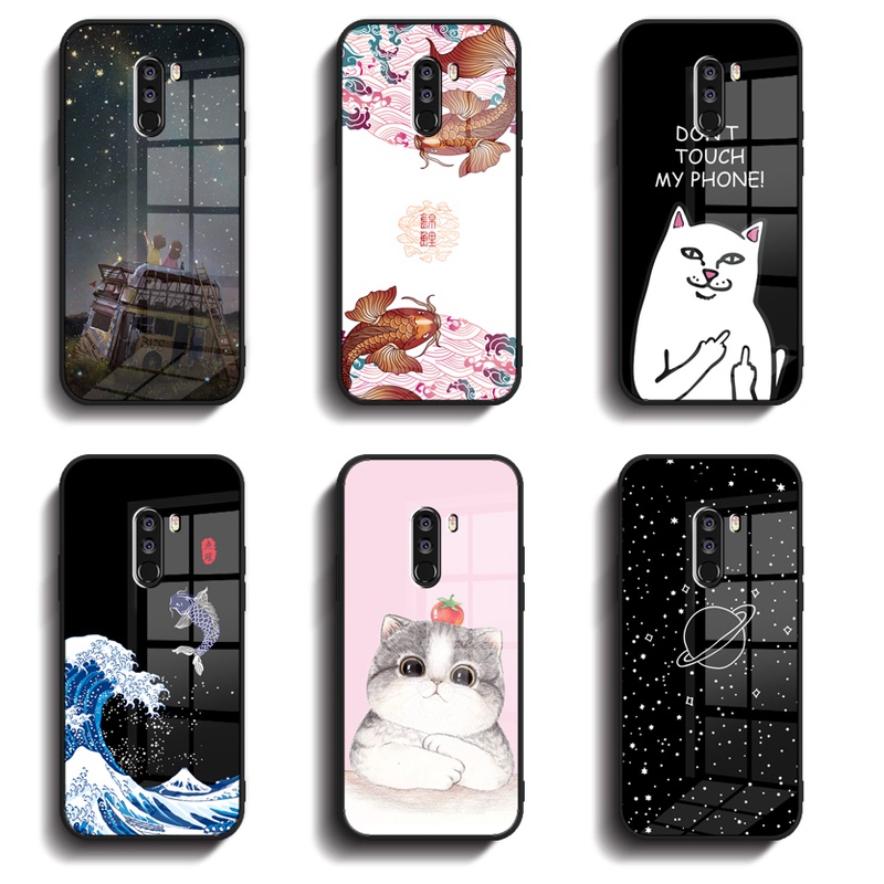 Ốp Điện Thoại Kính Cường Lực Viền Silicon Mềm Cho Xiaomi Pocophone POCO F1 Edge