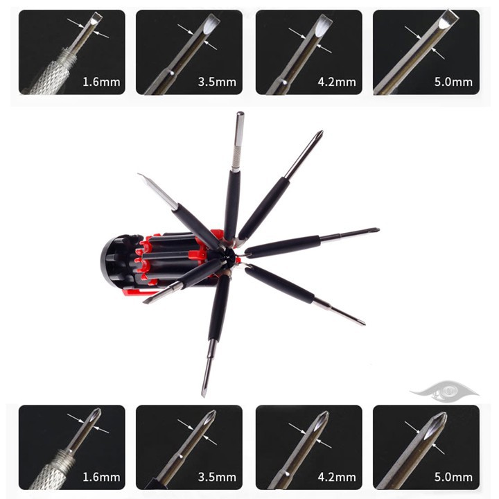 Tua vít đa năng 8 đầu gấp gọn kèm đèn pin siêu sáng | BigBuy360 - bigbuy360.vn