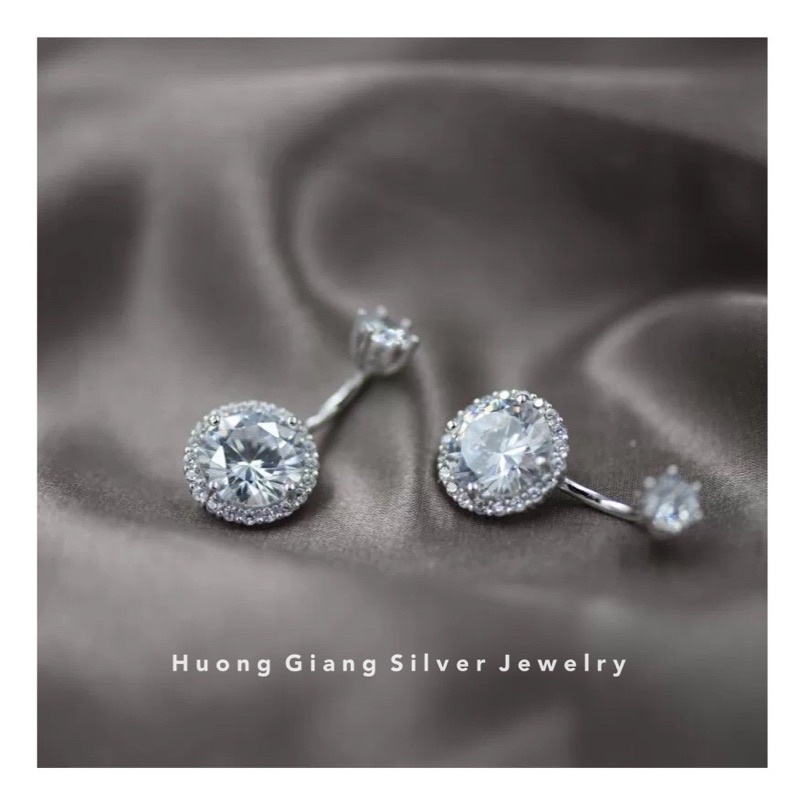 Khuyên rốn Đá Tròn Bạc s925 xi kim  - HuongGiangSilver