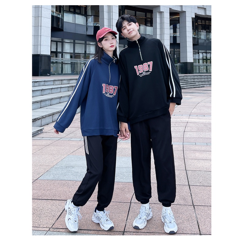 Áo POLO Dài Tay Cặp Đôi 1987 Sành Điệu, Nỉ Ngoại Dày Dặn Mịn Ảnh Thật Siêu Thời Trang Thu Đông 2022