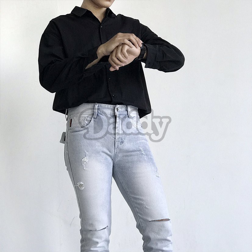 Quần Jean Nam Màu Xanh Nhạt ✔️Rách Gối ✔️Cao Cấp ✔️Jean Co Dãn [Freeship] Cam Kết Đổi Trả [#1991] | BigBuy360 - bigbuy360.vn