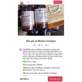 Bộ Dầu Gội Colagen Mefaso Hàng Chính Hãng ( Nhập Khẩu Ý )