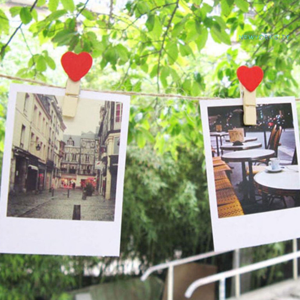 Set 10 Kẹp Gỗ Hình Trái Tim Mini Trang Trí Ảnh