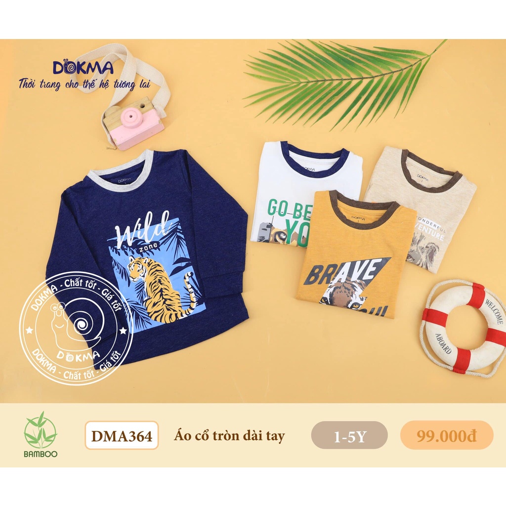 Dokma Áo dài tay cổ tròn sợi tre 1-5Y DMA364